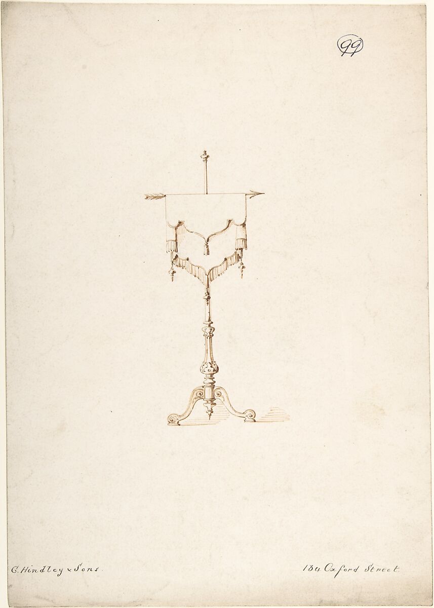 Design, Charles Hindley and Sons (British, London 1841–1917 London), Pen and brown ink over graphite 