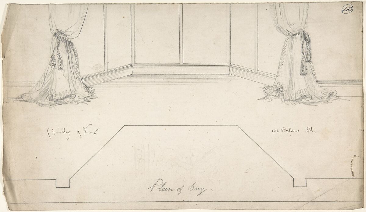 Plan for Window Bay, Charles Hindley and Sons (British, London 1841–1917 London), Graphite 