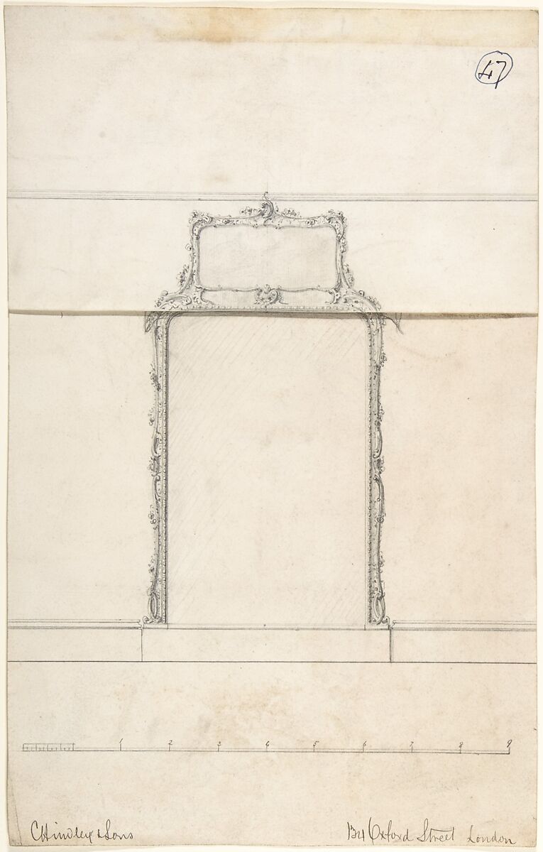 Design for a Mirror, Charles Hindley and Sons (British, London 1841–1917 London), Graphite 