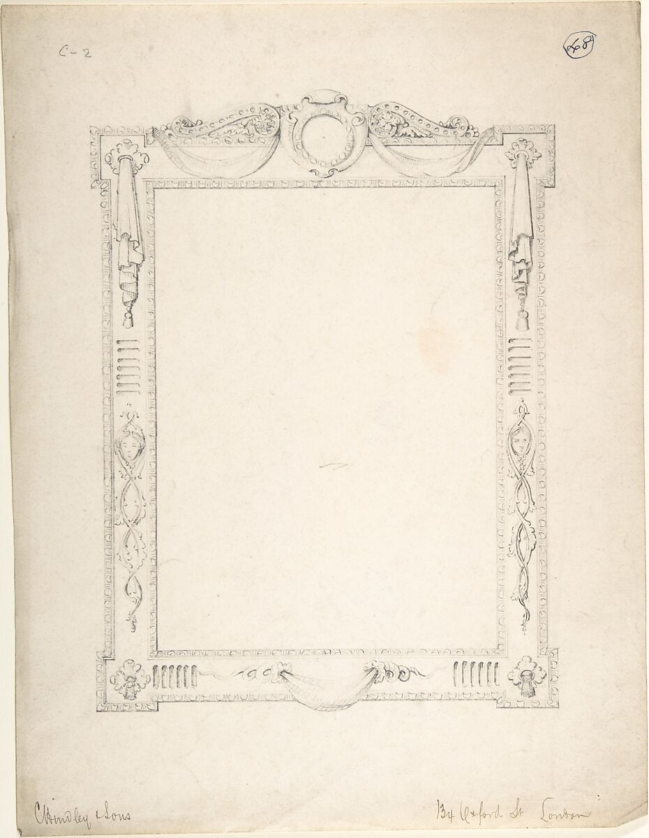 Design for a Frame, Charles Hindley and Sons (British, London 1841–1917 London), Graphite 