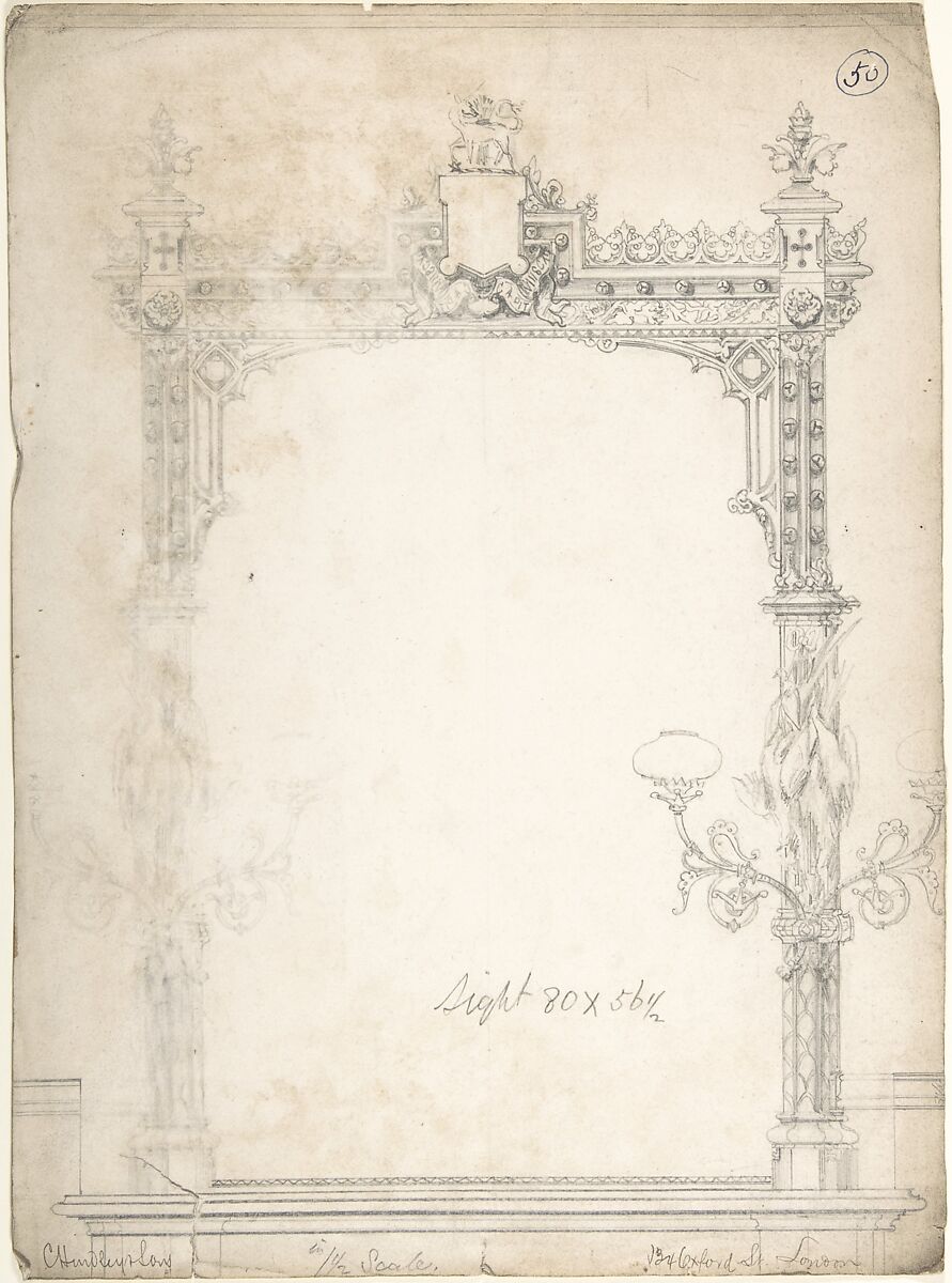 Design for a Frame, Charles Hindley and Sons (British, London 1841–1917 London), Graphite 
