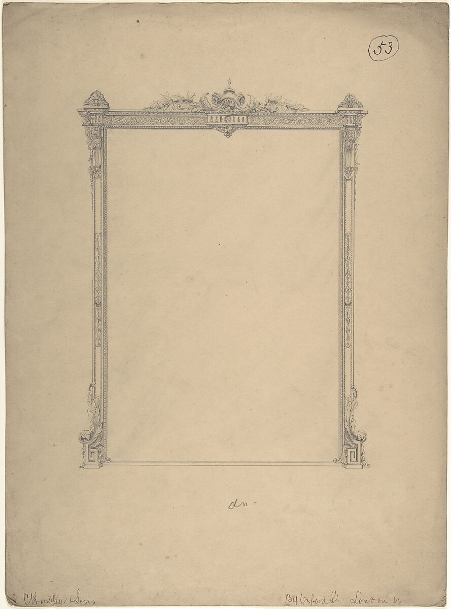 Design for a Frame, Charles Hindley and Sons (British, London 1841–1917 London), Graphite