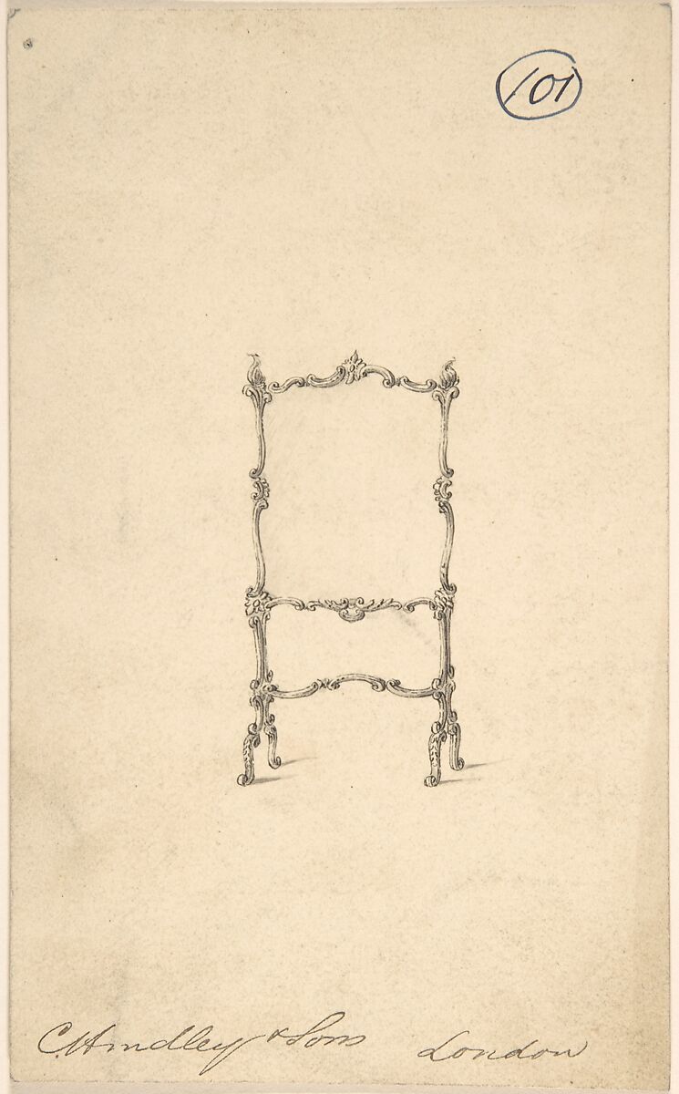 Design for Standing Screen, Charles Hindley and Sons (British, London 1841–1917 London), Pen and black ink 