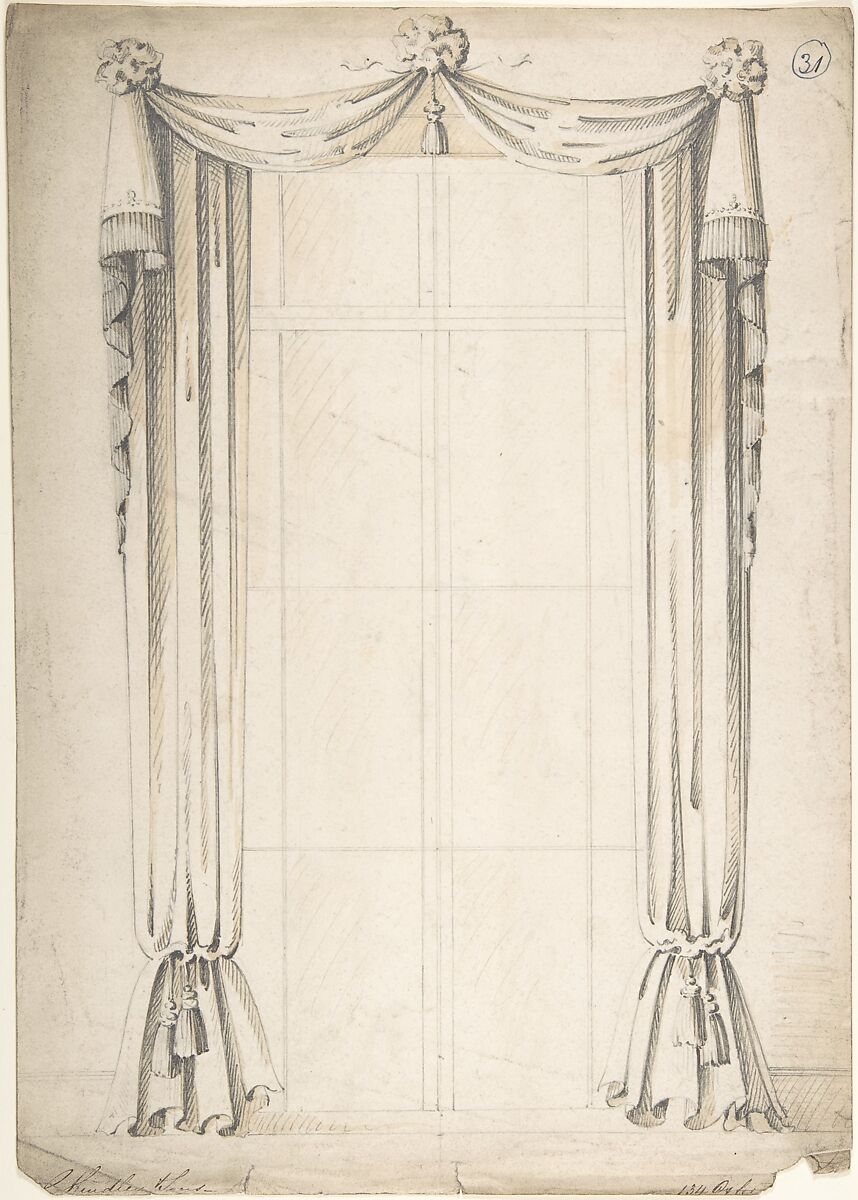 Design for Curtains, Charles Hindley and Sons (British, London 1841–1917 London), Brush and brown ink wash over graphite 