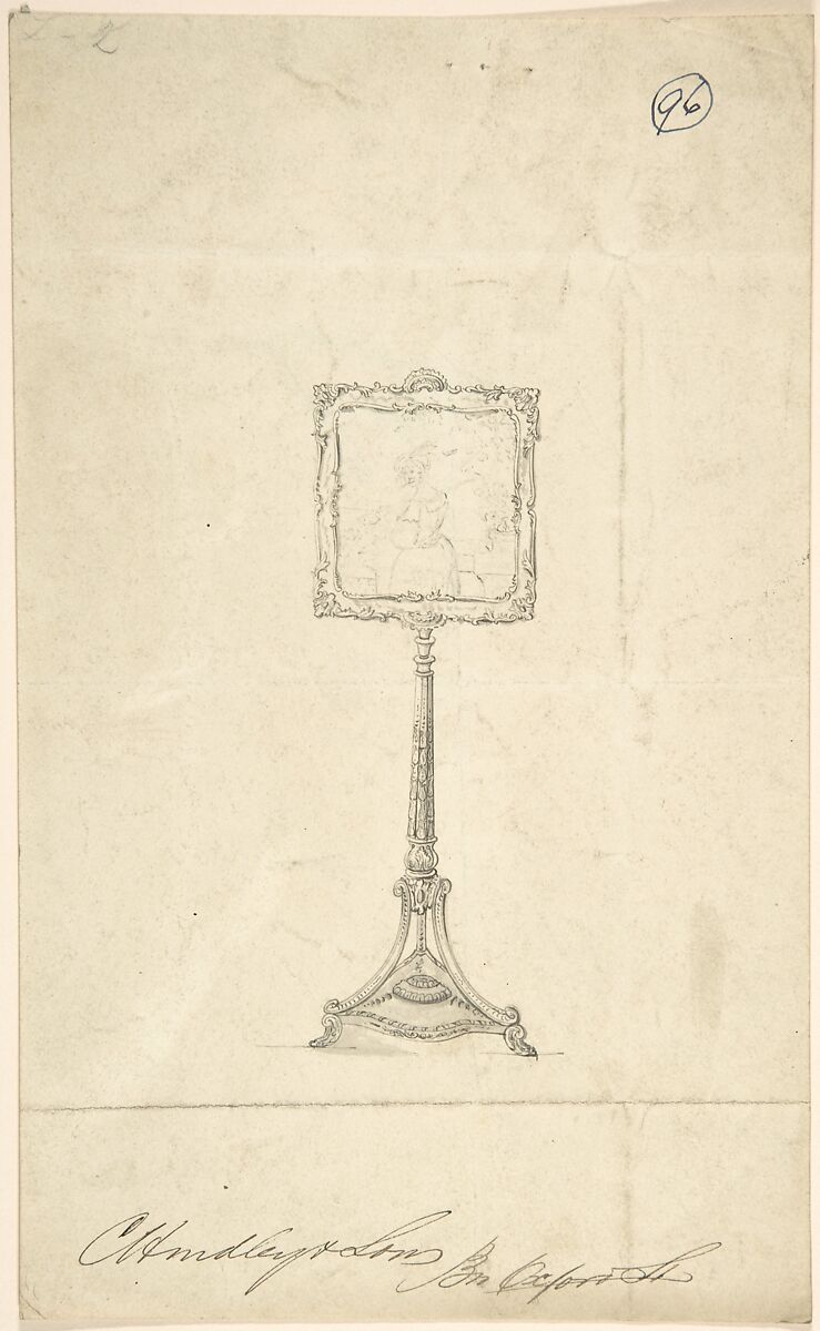 Design for a Standing Frame, Charles Hindley and Sons (British, London 1841–1917 London), Pen and black ink, brush and wash
