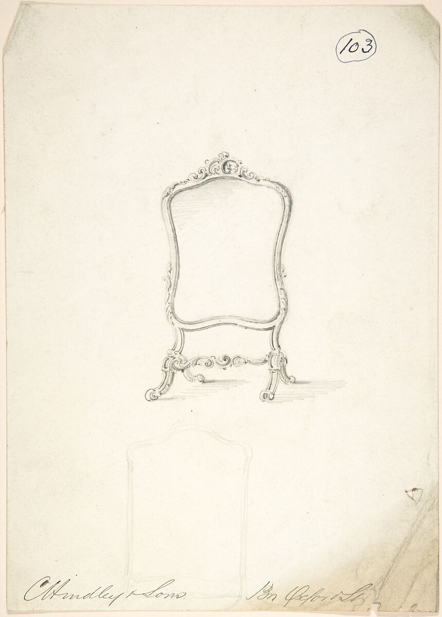 Design for a Standing Frame, Charles Hindley and Sons (British, London 1841–1917 London), Graphite