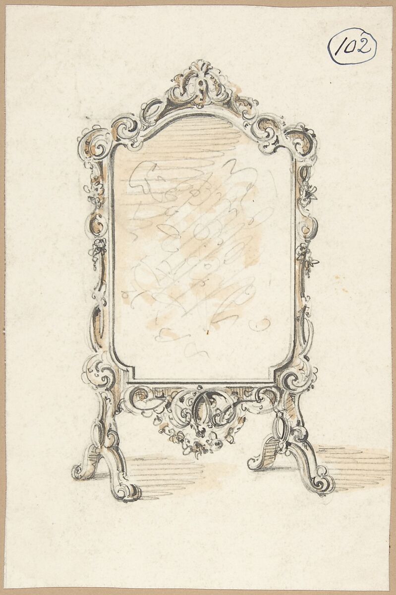 Design for a Standing Frame, Charles Hindley and Sons (British, London 1841–1917 London), Brush and brown ink wash over graphite
