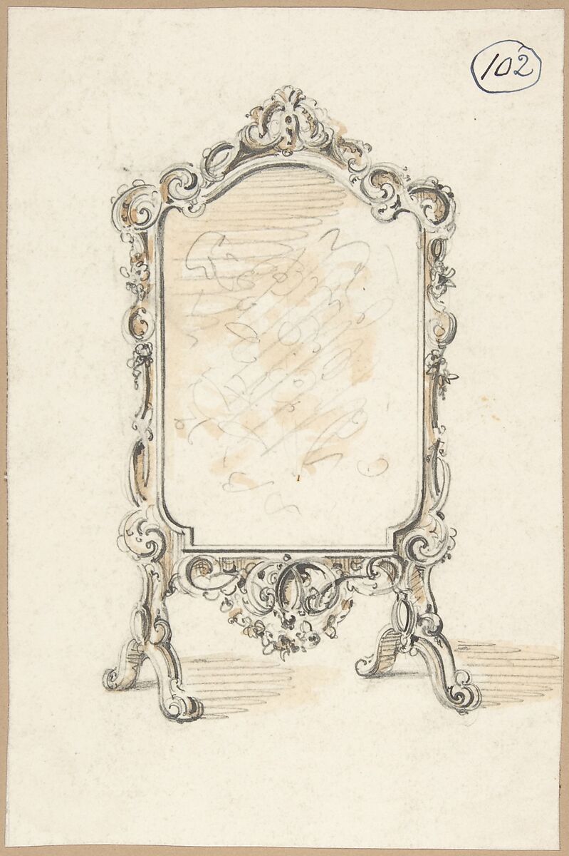 Design for a Standing Frame, Charles Hindley and Sons (British, London 1841–1917 London), Brush and brown ink wash over graphite 