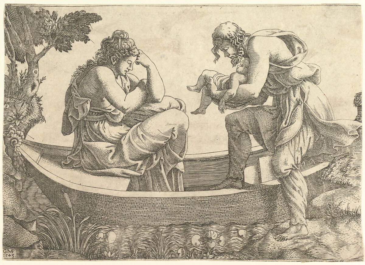 Danae and the infant Perseus cast out to sea by Acrisius, Giorgio Ghisi (Italian, Mantua ca. 1520–1582 Mantua), Engraving 