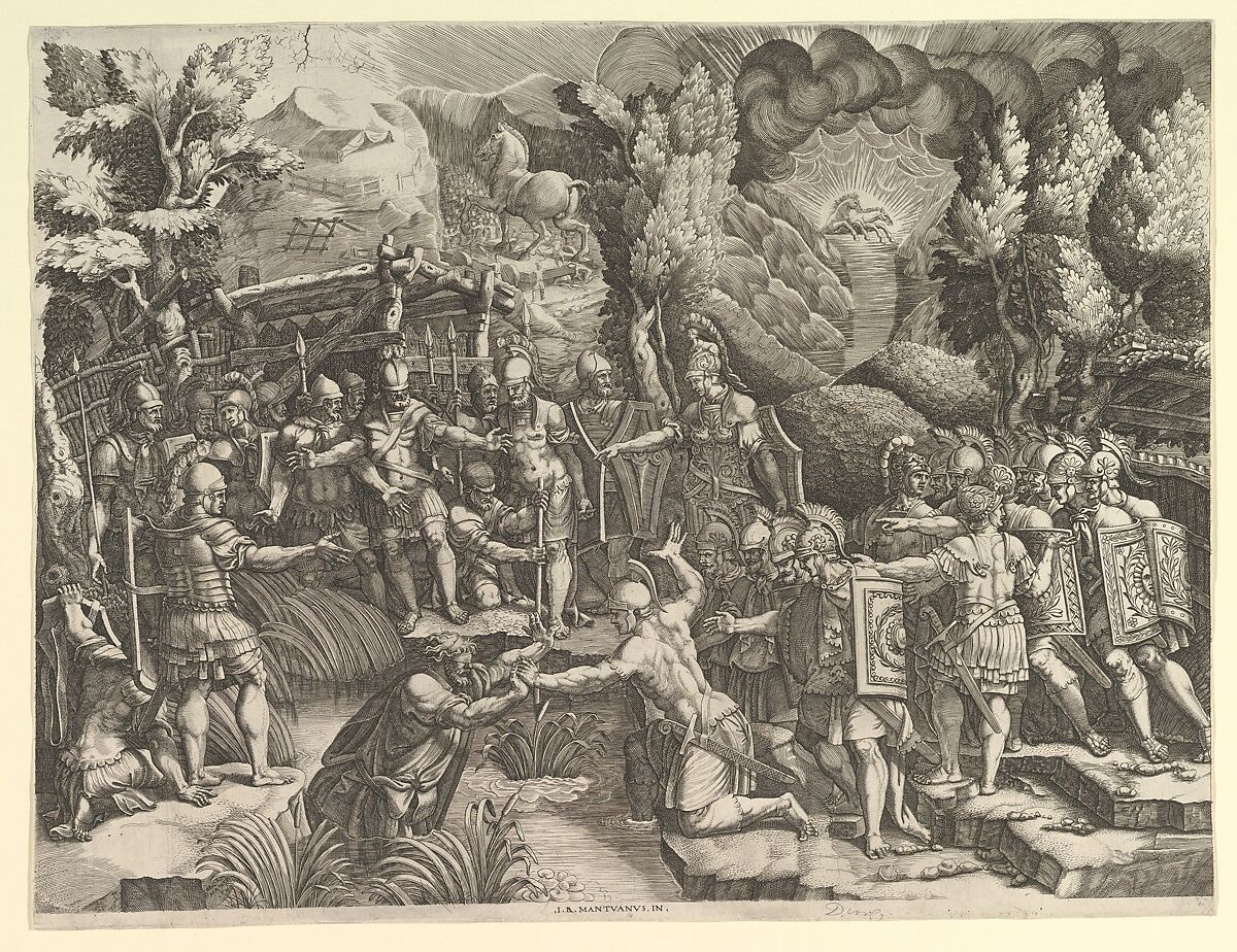 Sinon Deceiving the Trojans, Giorgio Ghisi (Italian, Mantua ca. 1520–1582 Mantua), Engraving; first state of five (BLL) 