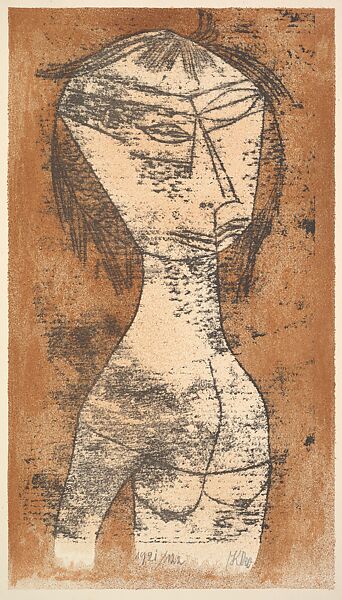 The Saint of the Inner Light (Die Helige vom inner Licht), Paul Klee (German (born Switzerland), Münchenbuchsee 1879–1940 Muralto-Locarno), Lithograph with brown background 