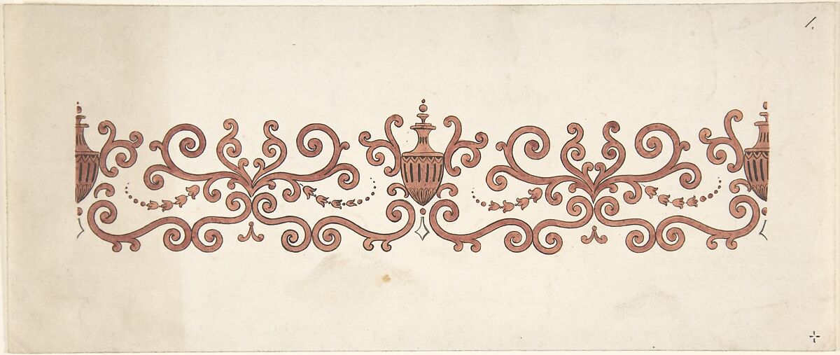 Design for Panel Decoration, J. Hulme (British, active 1828–40), Watercolor, pen and black ink 