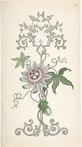 Design for Panel Decoration Centered on a Passion Flower