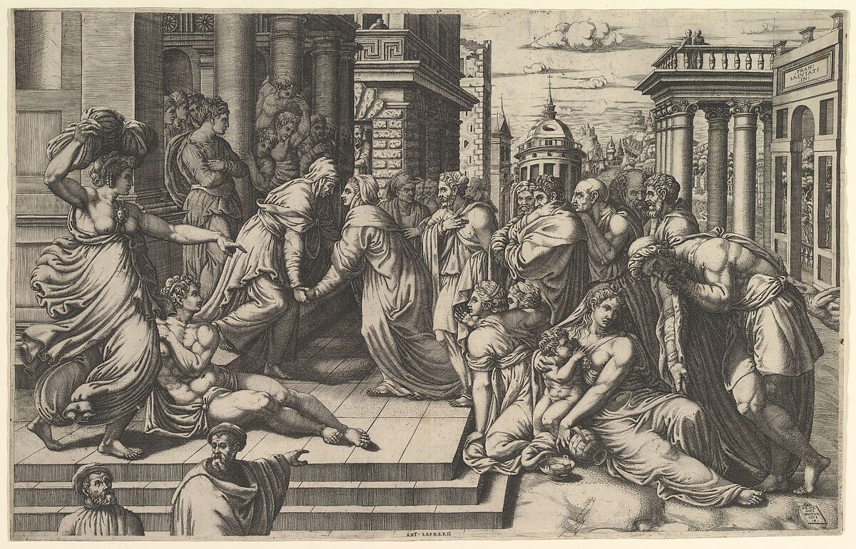 The Visitation, Giorgio Ghisi (Italian, Mantua ca. 1520–1582 Mantua), Engraving; third state of six (BLL) 