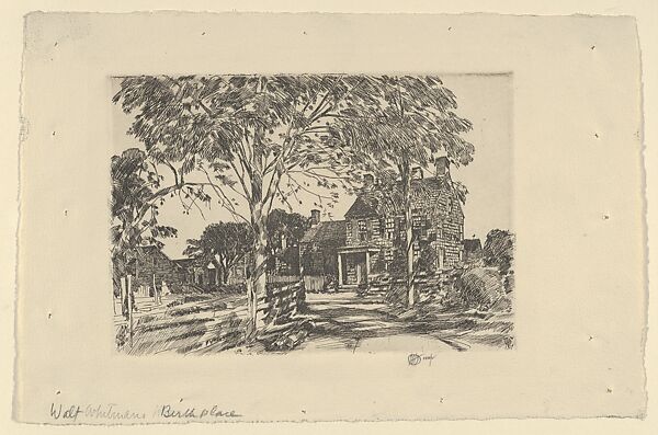 Walt Whitman's Birthplace, Childe Hassam (American, Dorchester, Massachusetts 1859–1935 East Hampton, New York), Etching 