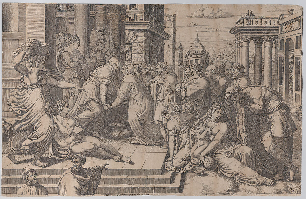 The Visitation, Giorgio Ghisi (Italian, Mantua ca. 1520–1582 Mantua), Engraving; fifth state of six