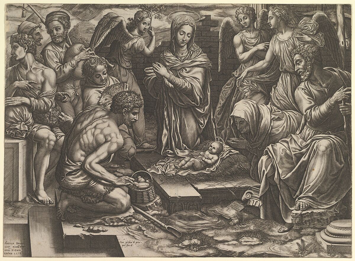 The Nativity, Giorgio Ghisi (Italian, Mantua ca. 1520–1582 Mantua), Engraving; fourth state of four 