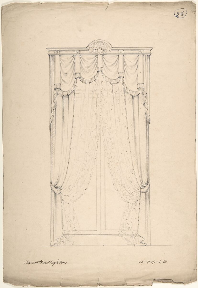 Design for Curtains, Charles Hindley and Sons (British, London 1841–1917 London), Graphite 