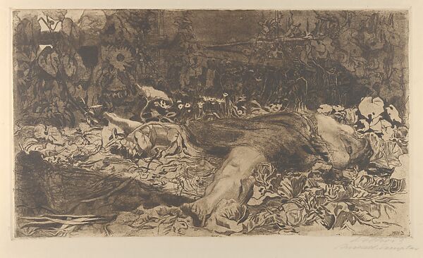 Raped (Vergewaltigt), Käthe Kollwitz (German, Kaliningrad (Königsberg) 1867–1945 Moritzburg), Etching and soft-ground etching with drypoint 