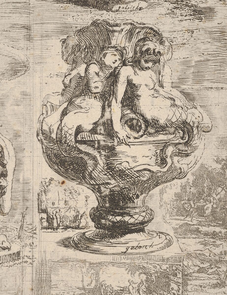 The Four Vases, Gabriel de Saint-Aubin (French, Paris 1724–1780 Paris), Etching