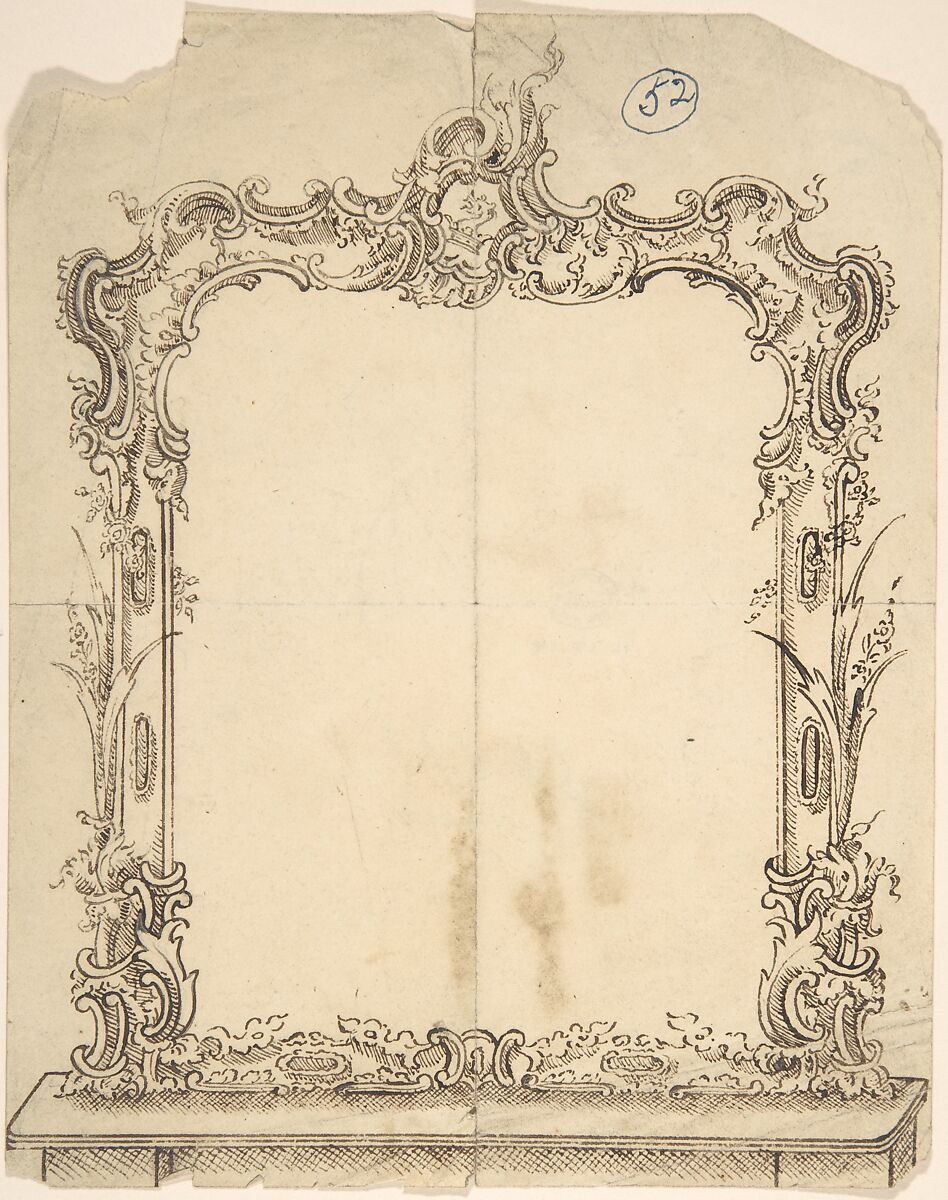 Design for a Mirror, Charles Hindley and Sons (British, London 1841–1917 London), Pen and brown ink 