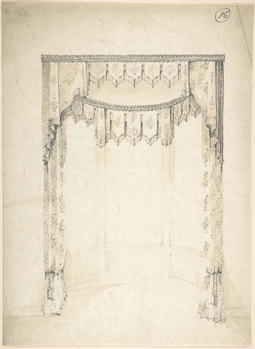 Design for Curtains, Charles Hindley and Sons (British, London 1841–1917 London), Brush and brown wash over graphite 