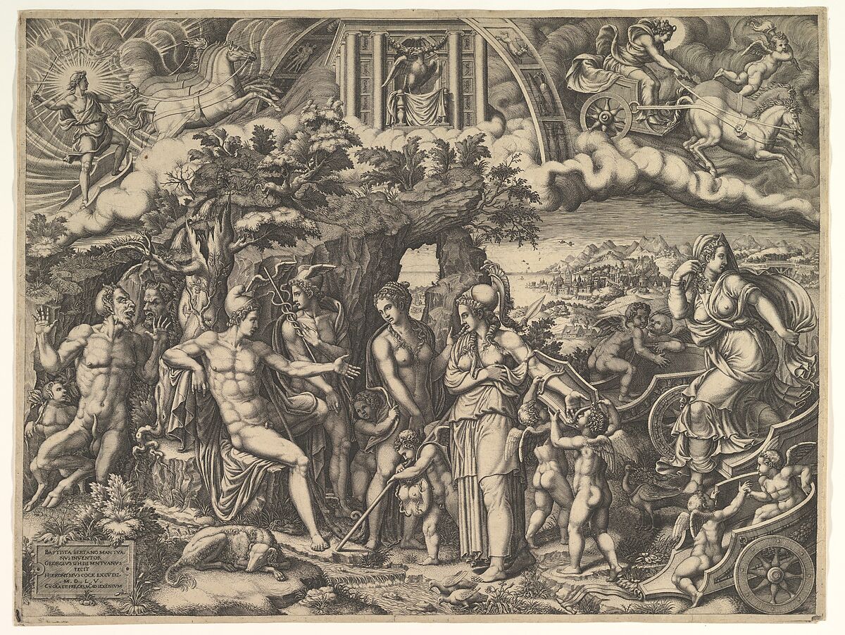 The Judgment of Paris, Giorgio Ghisi (Italian, Mantua ca. 1520–1582 Mantua), Engraving; third state of three (BLL) 