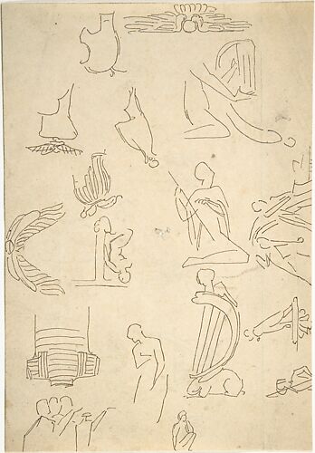 Sketches of Miscellaneous Egyptian Details and Figures (recto and verso)