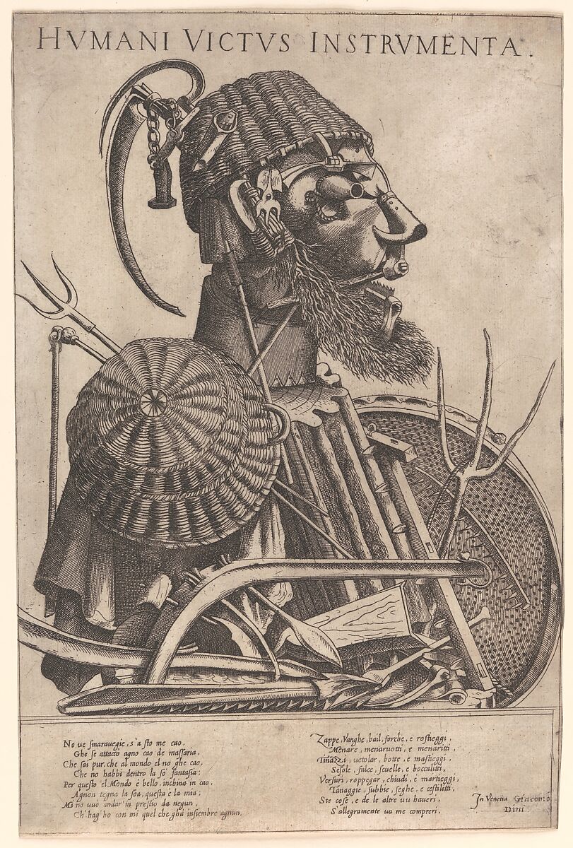 Instruments of Human Sustenance (Humani Victus Instrumenta): Agriculture, In the manner of Giuseppe Arcimboldo (Italian, Milan (?) 1527?–1593 Milan), Engraving 