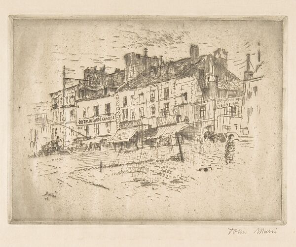 Old Houses near Pont Nationale, John Marin (American, Rutherford, New Jersey 1870–1953 Cape Split, Maine), Etching 