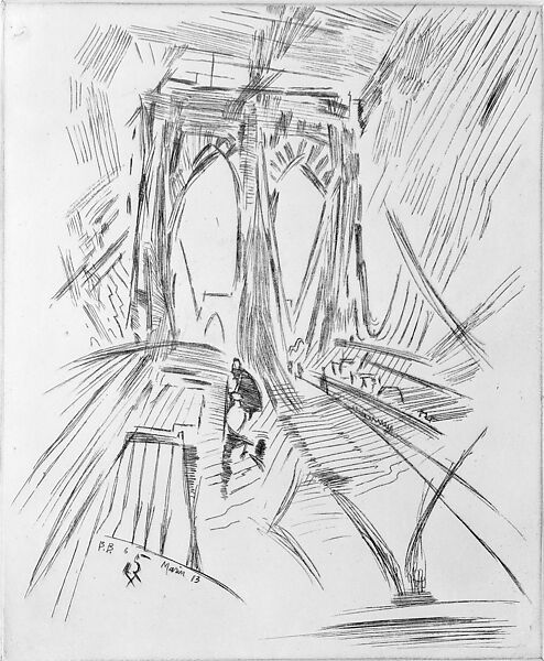 Brooklyn Bridge, No. 6, John Marin (American, Rutherford, New Jersey 1870–1953 Cape Split, Maine), Etching
