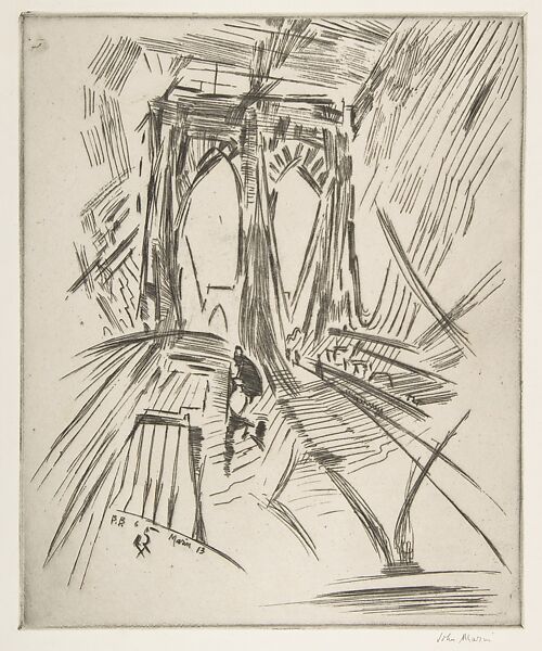 Brooklyn Bridge, No. 6, John Marin (American, Rutherford, New Jersey 1870–1953 Cape Split, Maine), Etching 