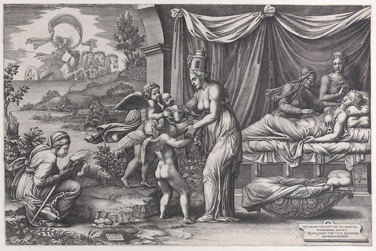 Allegory of Birth, Giorgio Ghisi (Italian, Mantua ca. 1520–1582 Mantua), Engraving; second state of five