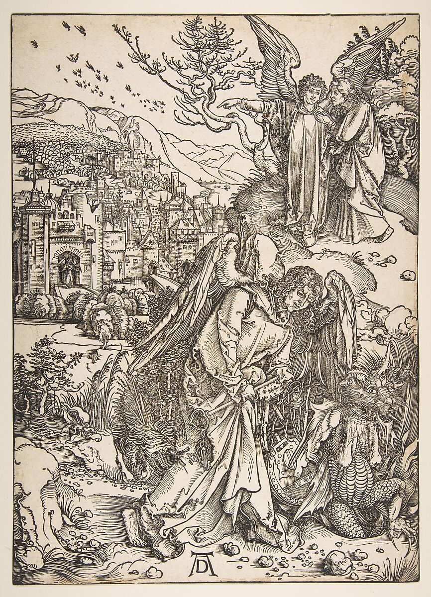 The Angel with the Key to the Bottomless Pit, Albrecht Dürer (German, Nuremberg 1471–1528 Nuremberg), Woodcut 