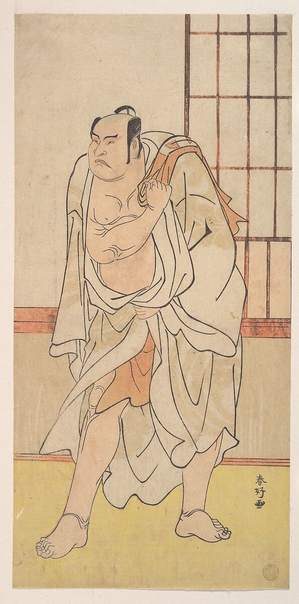 The Third Otani Hiroji as a Wrestler, Katsukawa Shunkō (Japanese, 1743–1812), Woodblock print; ink and color on paper, Japan 