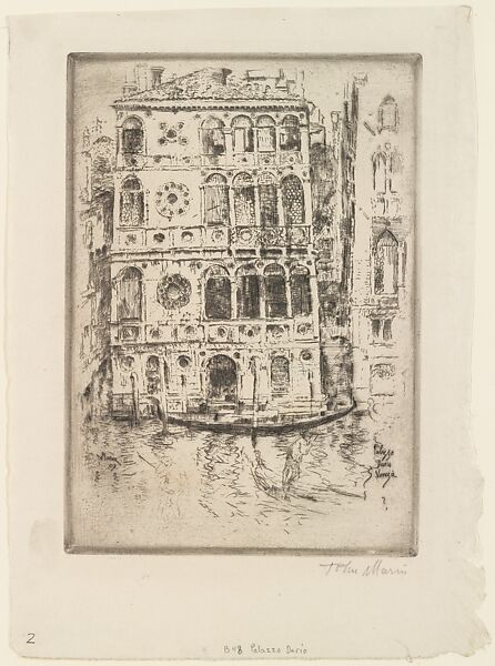 Palazzo Dario, Venice, John Marin (American, Rutherford, New Jersey 1870–1953 Cape Split, Maine), Etching 