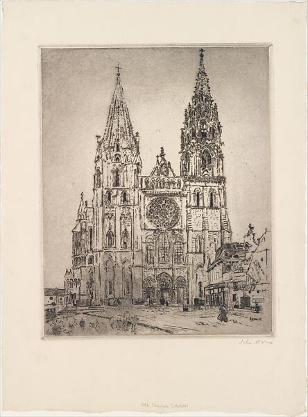 Chartres Cathedral, John Marin (American, Rutherford, New Jersey 1870–1953 Cape Split, Maine), Etching 