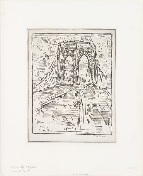Brooklyn Bridge (Mosaic), John Marin (American, Rutherford, New Jersey 1870–1953 Cape Split, Maine), Etching; second state of two 
