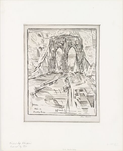 Brooklyn Bridge (Mosaic), John Marin (American, Rutherford, New Jersey 1870–1953 Cape Split, Maine), Etching; second state of two