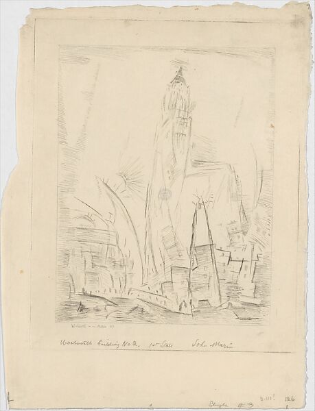 Woolworth Building, No. 2, John Marin (American, Rutherford, New Jersey 1870–1953 Cape Split, Maine), Etching; first state of two 