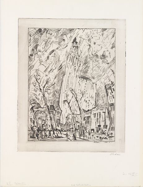 Woolworth Building (The Dance), John Marin (American, Rutherford, New Jersey 1870–1953 Cape Split, Maine), Etching and drypoint; second state of two 