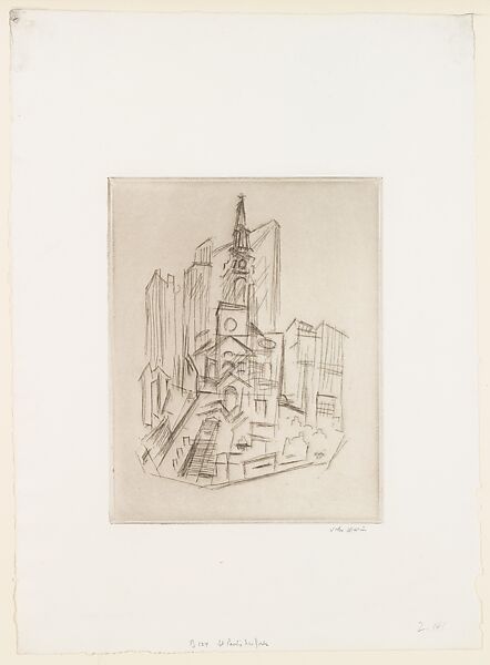 St. Paul's, New York, John Marin (American, Rutherford, New Jersey 1870–1953 Cape Split, Maine), Etching 