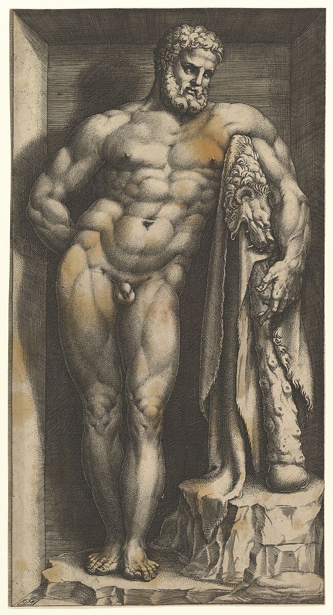 The Farnese Hercules, Giorgio Ghisi (Italian, Mantua ca. 1520–1582 Mantua), Engraving 