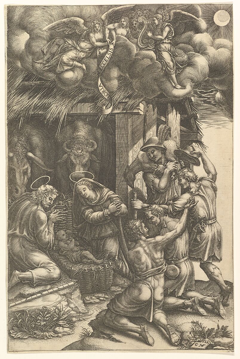 The Adoration of the Shepherds, Engraved by Giorgio Ghisi (Italian, Mantua ca. 1520–1582 Mantua), Engraving 