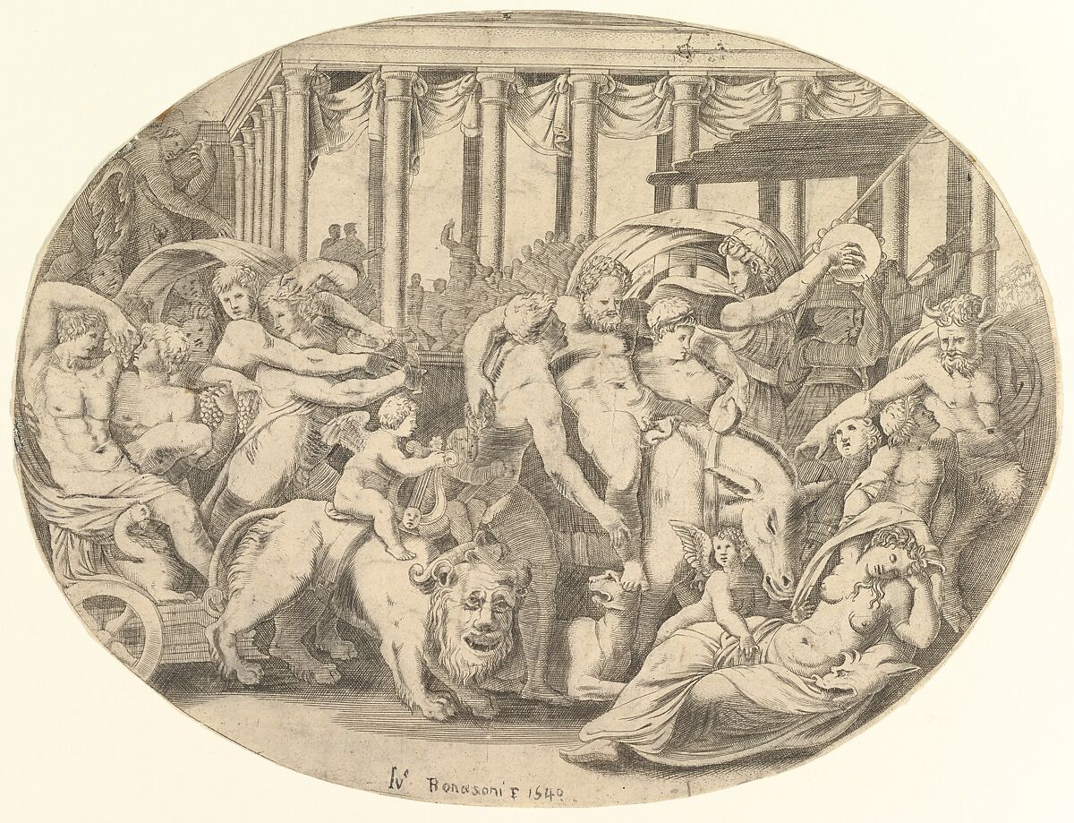 The Triumph of Bacchus, Anonymous, Italian?, 16th century, Engraving 