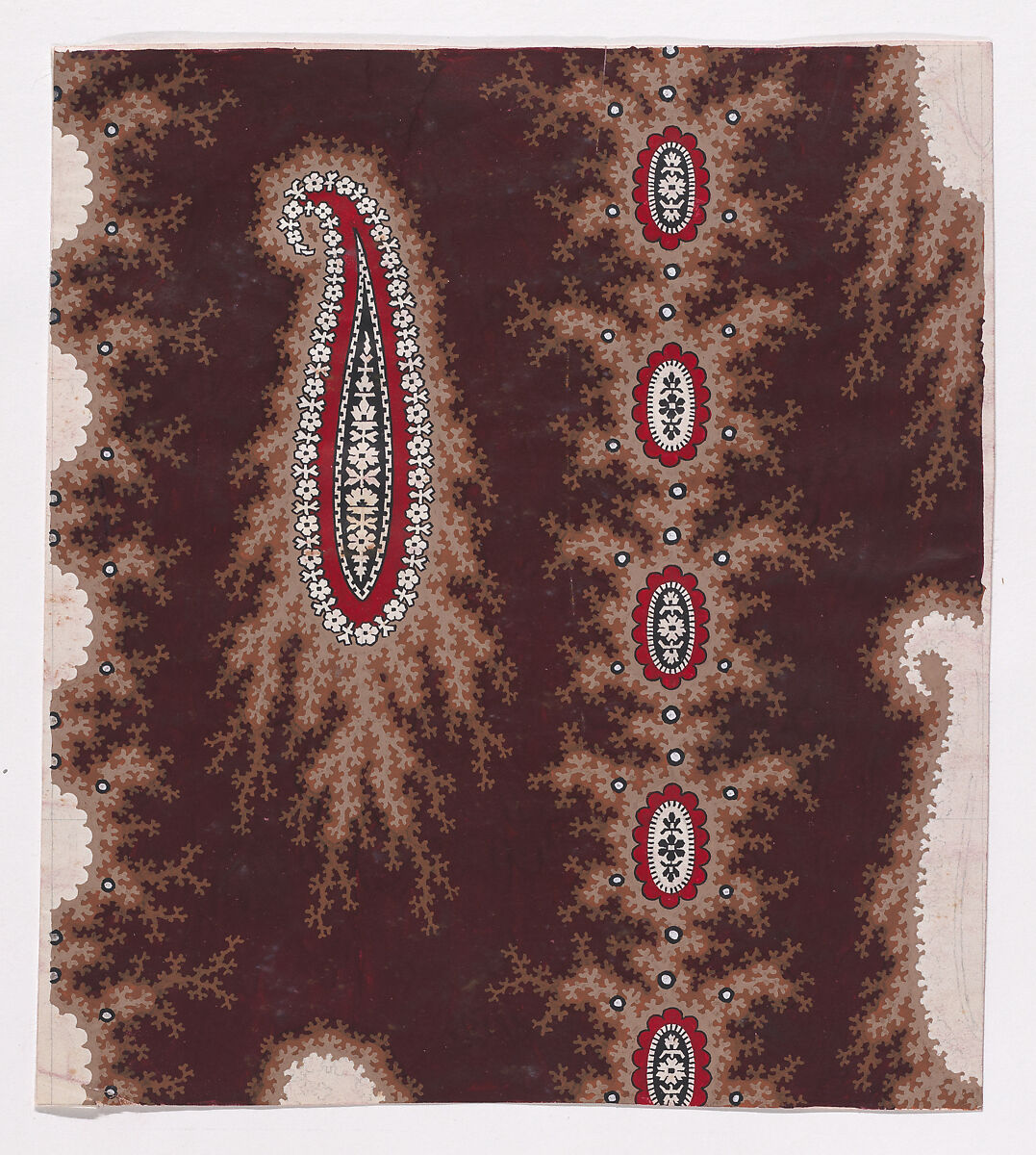 Designs for Printed Cotton Textiles, Anonymous, Alsatian, 19th century, Gouache 