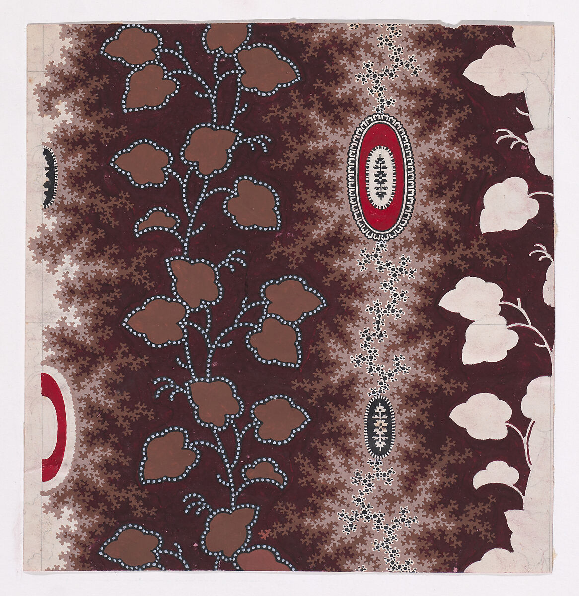 Designs for Printed Cotton Textiles, Anonymous, Alsatian, 19th century, Gouache