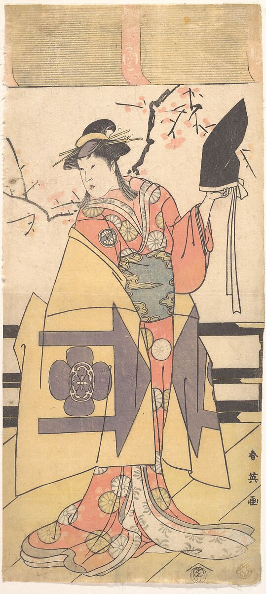 The Third Segawa Kikunojo as (?) Wife of Kudo Suketsune in a Soga Play, Katsukawa Shun&#39;ei 勝川春英 (Japanese, 1762–1819), Woodblock print; ink and color on paper, Japan 