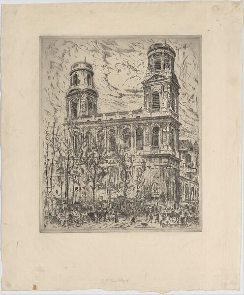Saint-Sulpice, Paris, John Marin (American, Rutherford, New Jersey 1870–1953 Cape Split, Maine), Etching; second state of two 