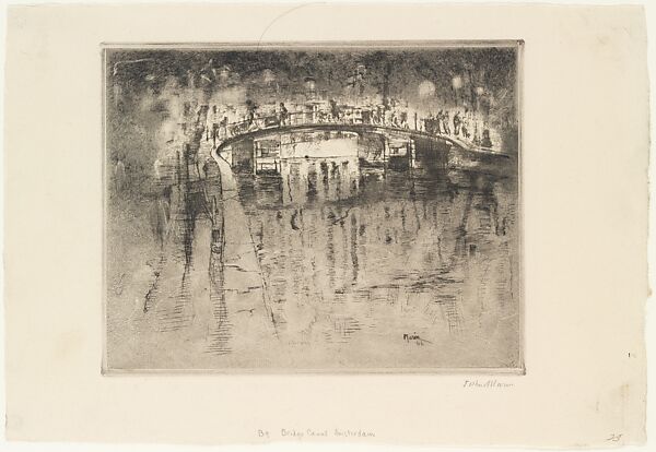 Bridge over Canal, Amsterdam, John Marin (American, Rutherford, New Jersey 1870–1953 Cape Split, Maine), Etching; second state of two 